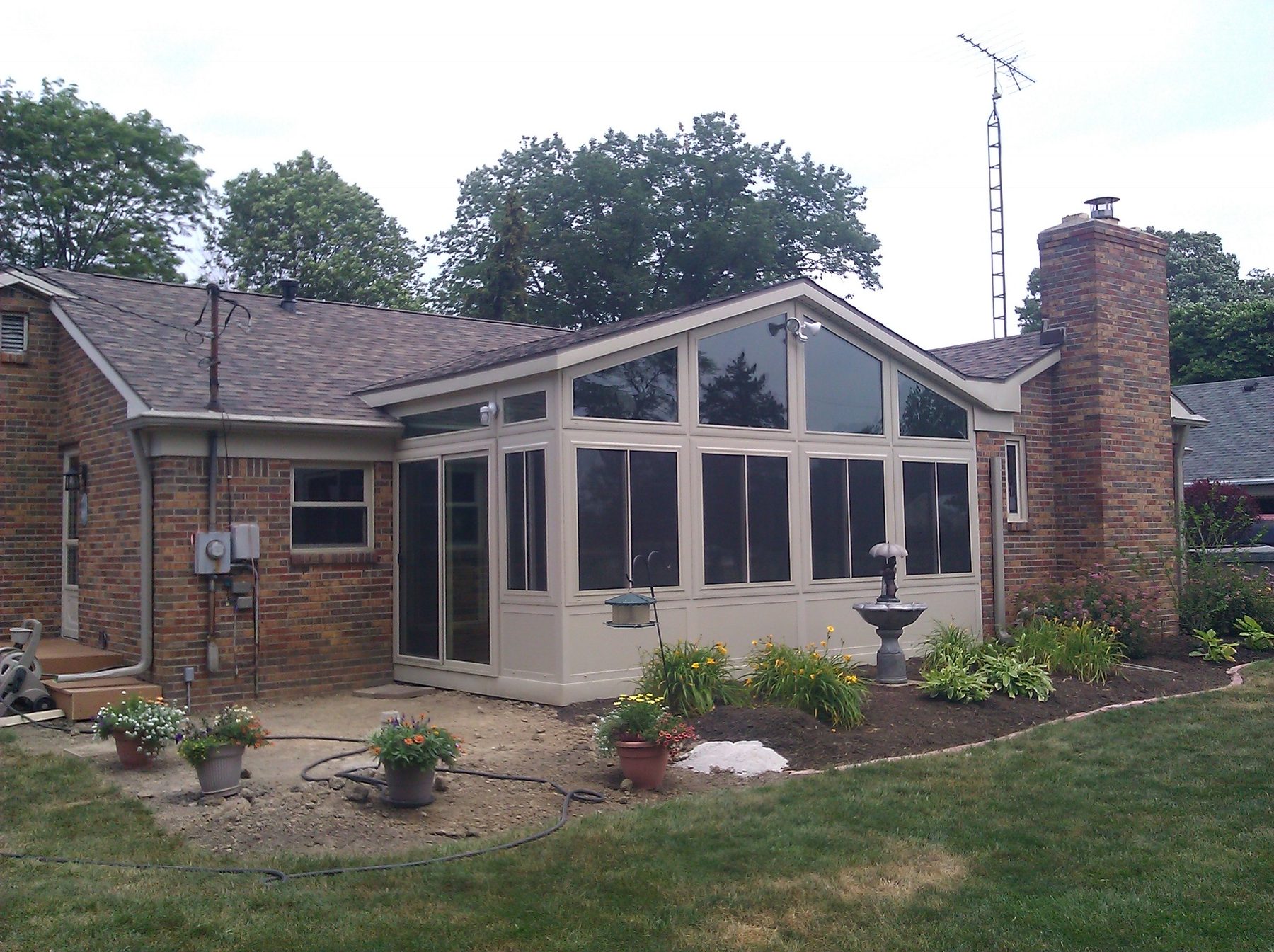 Glazed sunroom on the same house after installation