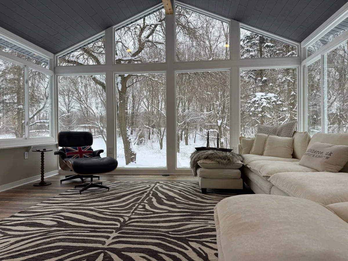 Winter light across a white sectional
